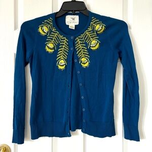 Anthropologie peacock cardigan, XS